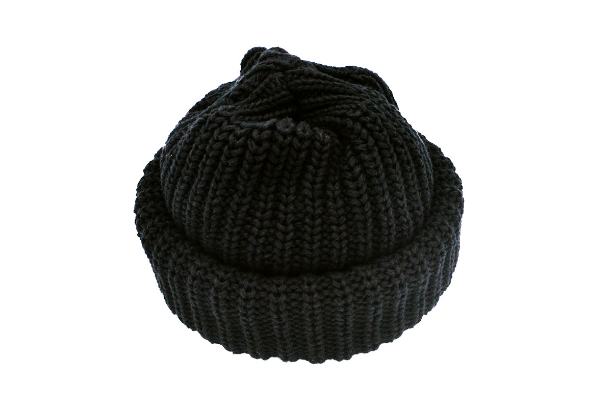 Double Cuff Large Knit Beanie (Noir)