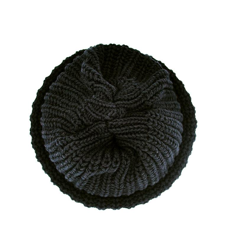 Double Cuff Large Knit Beanie (Noir)