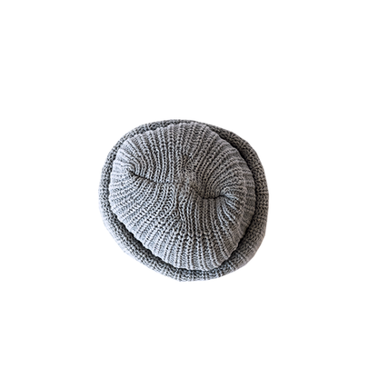 Double Cuff Large Knit Beanie (Stone)