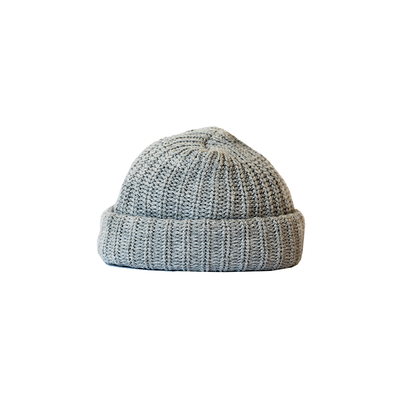 Double Cuff Large Knit Beanie (Stone)