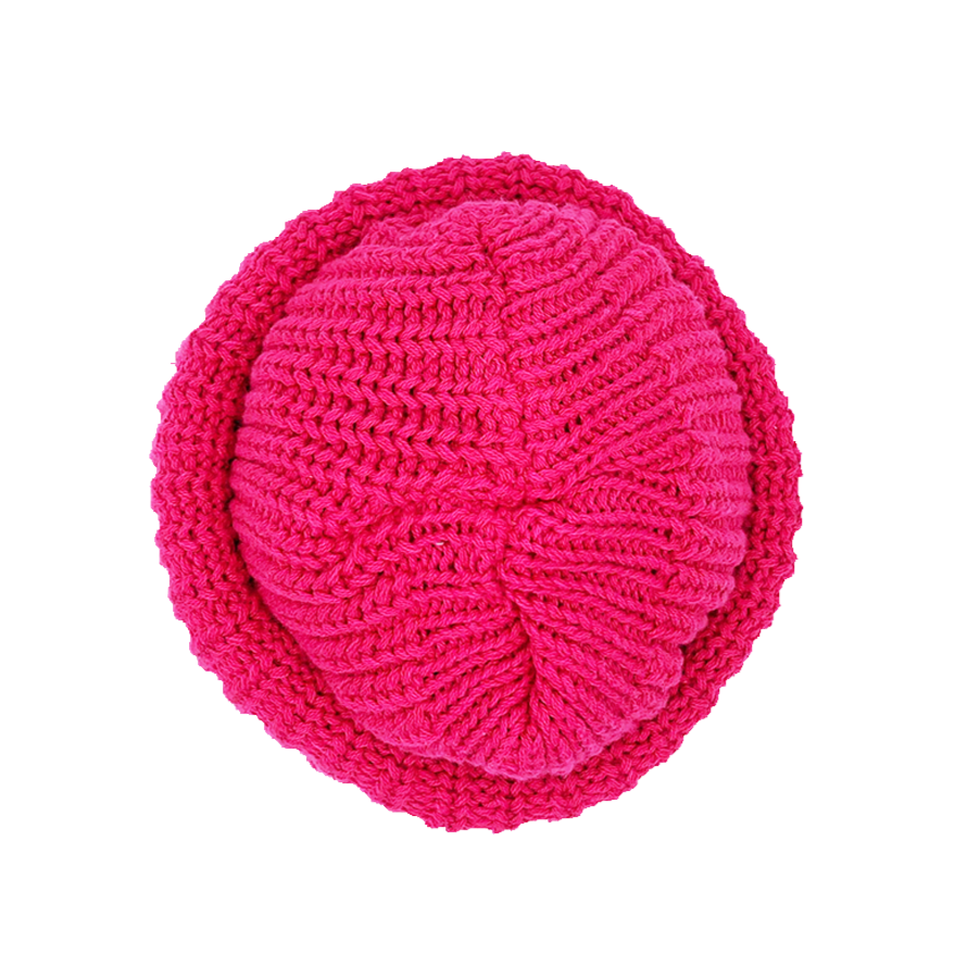 Double Cuff Large Knit Beanie (Magenta Pink)