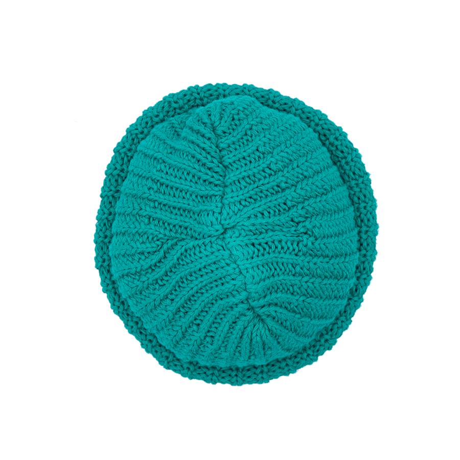 Double Cuff Large Knit Beanie (Jungle Teal)