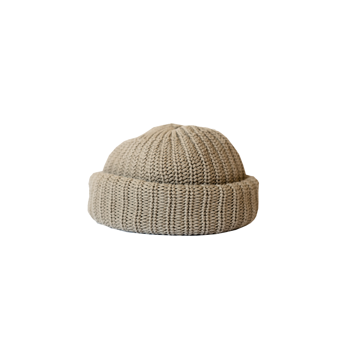 Double Cuff Large Knit Beanie (Sand)